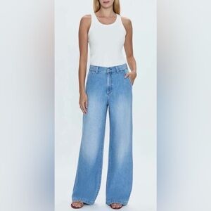 Pistola “Dalia” High Rise Wide Leg Light Blue Denim Jeans - Fly Front - Sz 28